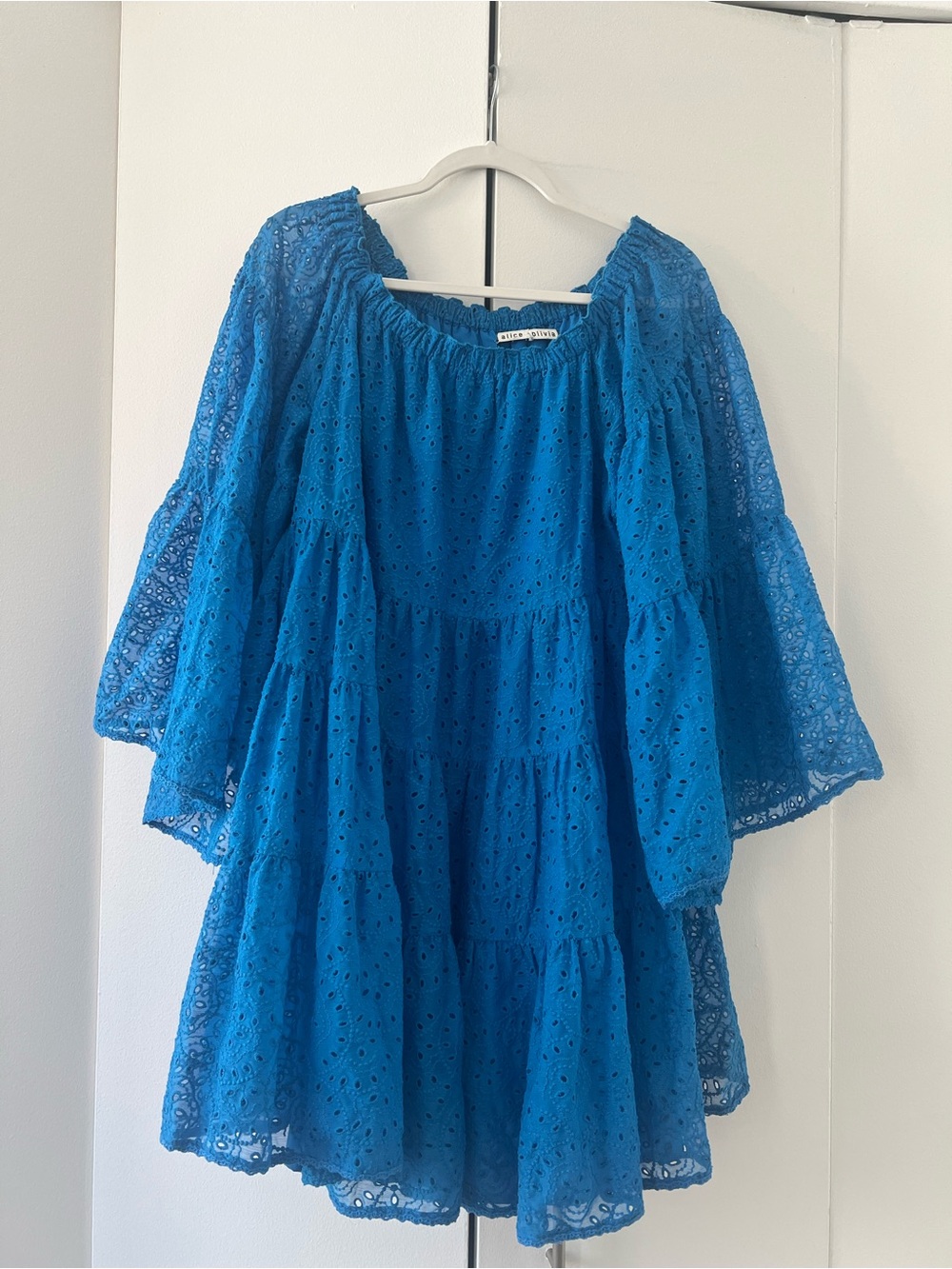 Alice + Olivia Bright Blue Eyelet Doll Dress 6
